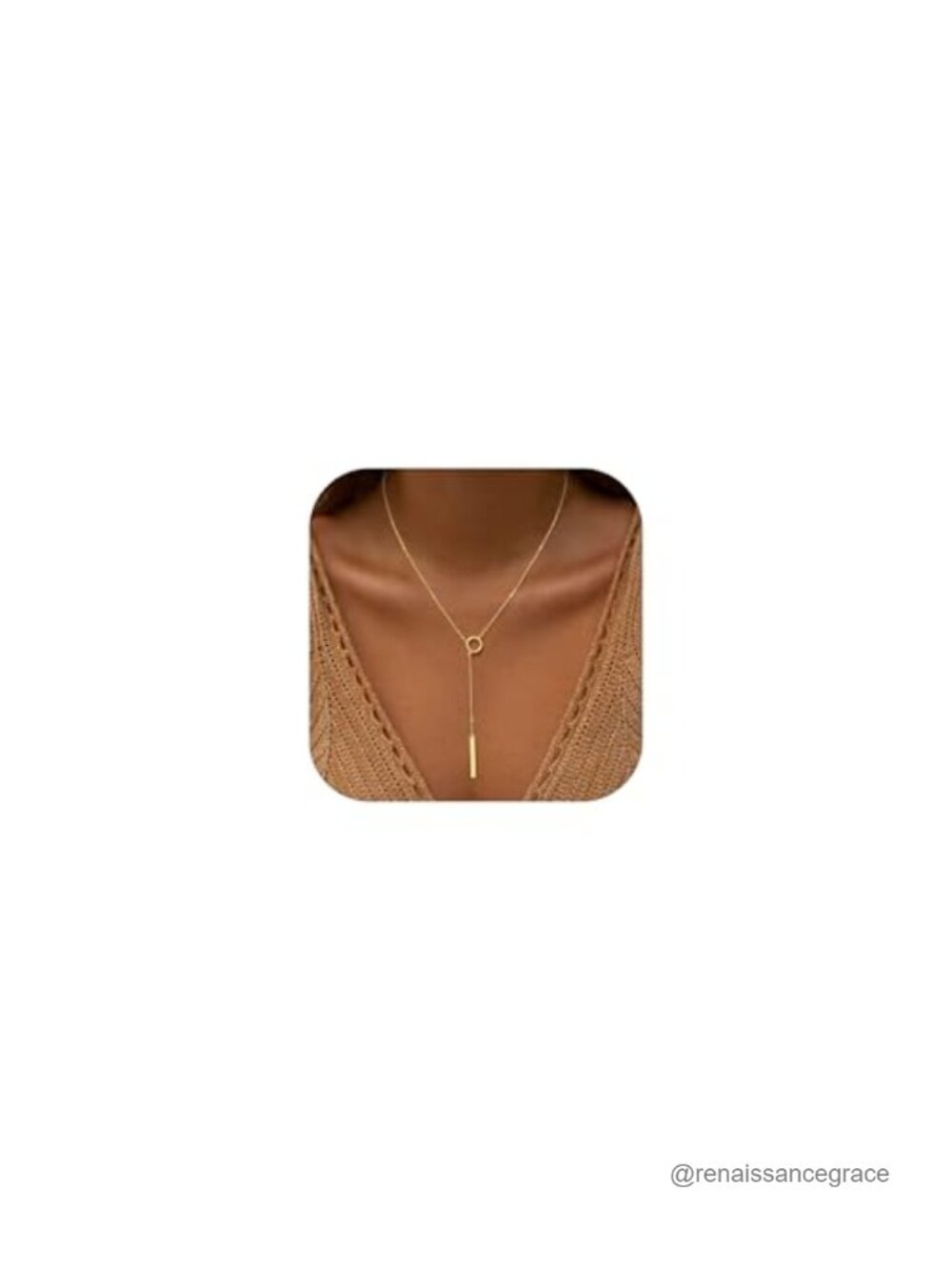 Lariat Necklace for Women 14K Gold Plated Y-Shaped Long Pendant Dainty